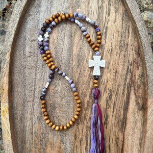 All Good Vibes Handmade Tassel Beaded Necklace (purple #2001)